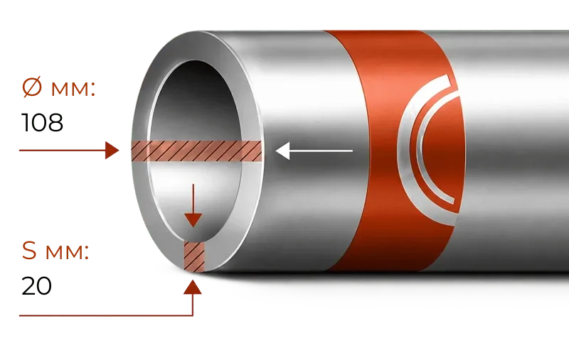 Фото товара: Труба толстостенная 108x20 ст. 20Х ГОСТ 8732-78